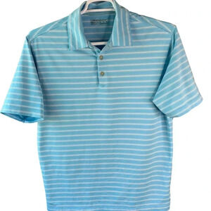 Nike Golf Fit Dry Men Size M Jersey Polo Golf Shirt Blue Stripes Short Sleeve